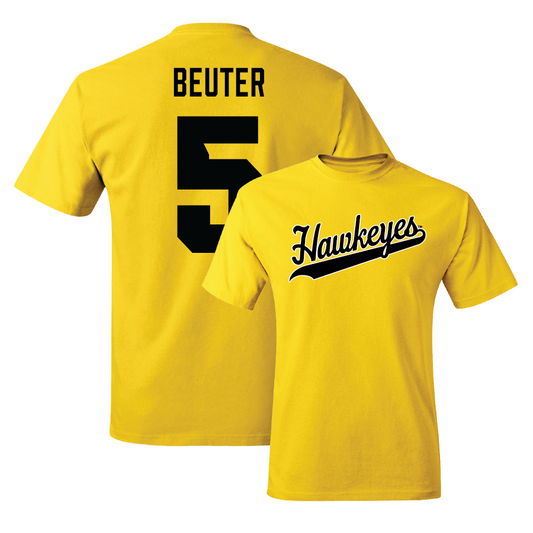 Gold Baseball Script Tee  - Reece Beuter