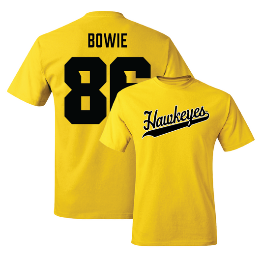 Gold Football Script Tee   - Jeff Bowie