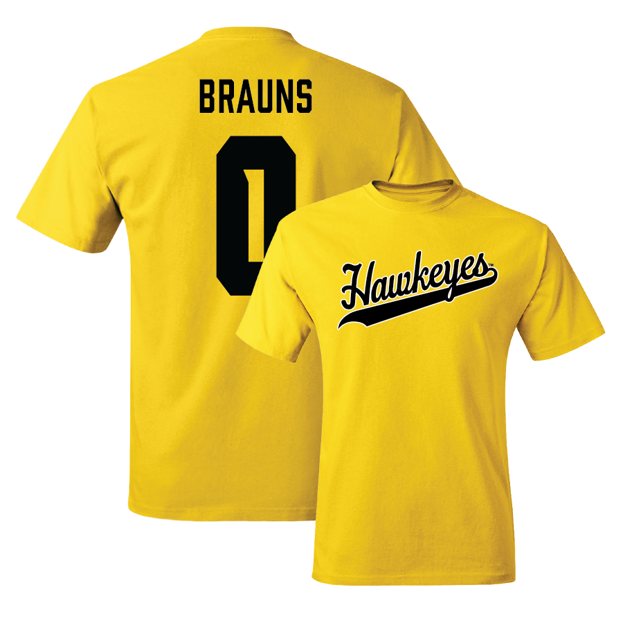 Gold Men's Basketball Script Tee - Even Brauns