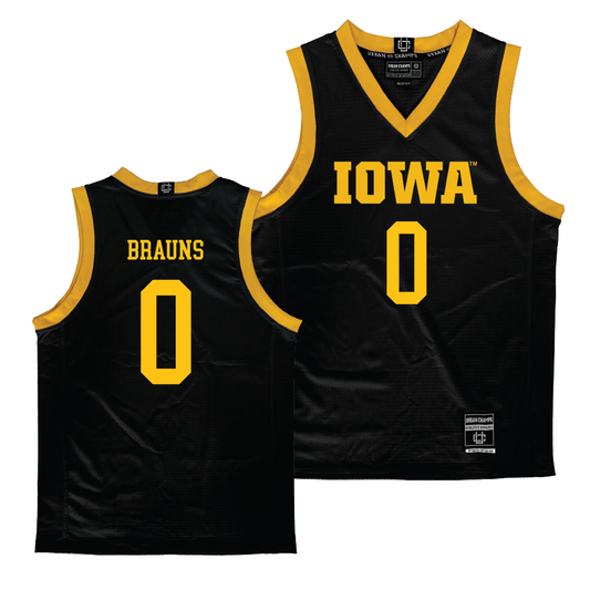 Iowa Men's Black Basketball Jersey - Even Brauns | #0