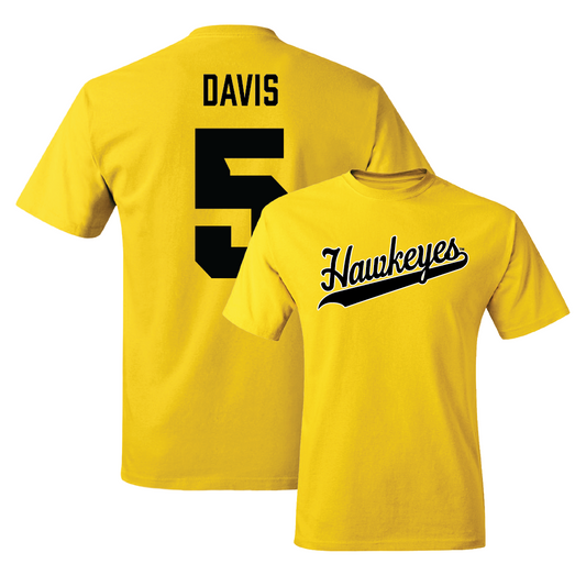 Gold Football Script Tee   - Teegan Davis