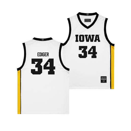 Iowa Women's Basketball White Jersey - AJ Ediger