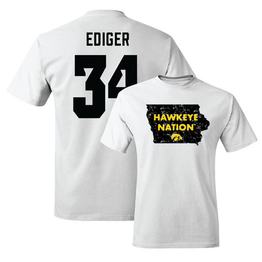 Women's Basketball White State Comfort Colors Tee - AJ Ediger