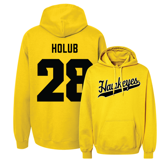 Gold Baseball Script Hoodie   - Andrew Holub