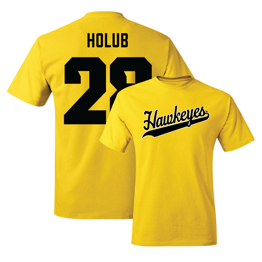 Gold Baseball Script Tee   - Andrew Holub