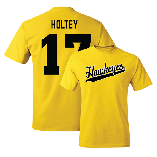 Gold Women's Soccer Script Tee - Delaney Holtey