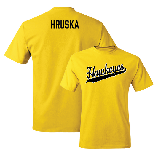 Gold Rowing Script Tee - Samara Hruska