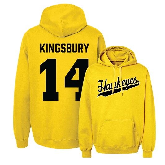 Gold Men's Basketball Script Hoodie Youth Small / Carter Kingsbury | #14