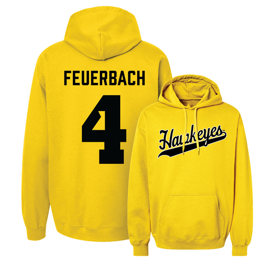Gold Women's Basketball Script Hoodie Youth Small / Kylie Feuerbach | #4