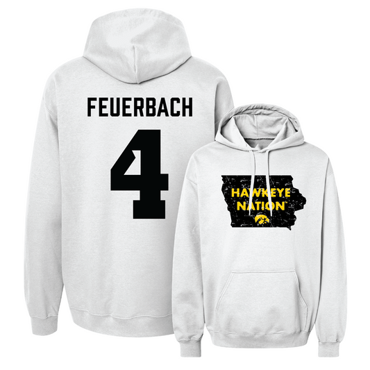 White Women's Basketball State Hoodie Youth Small / Kylie Feuerbach | #4