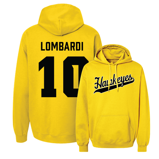 Gold Women's Volleyball Script Hoodie Youth Small / Olivia Lombardi | #10