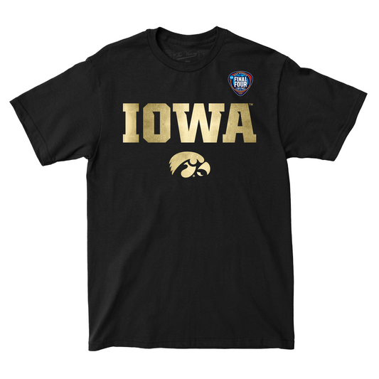 Iowa WBB 2024 Final Four Golden Print Black T-shirt by Retro Brand