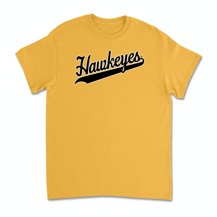 Gold Men's Basketball Script Tee - Payton Sandfort