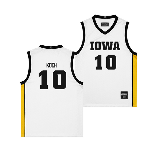 Iowa Men's Basketball White Jersey - Jacob Koch