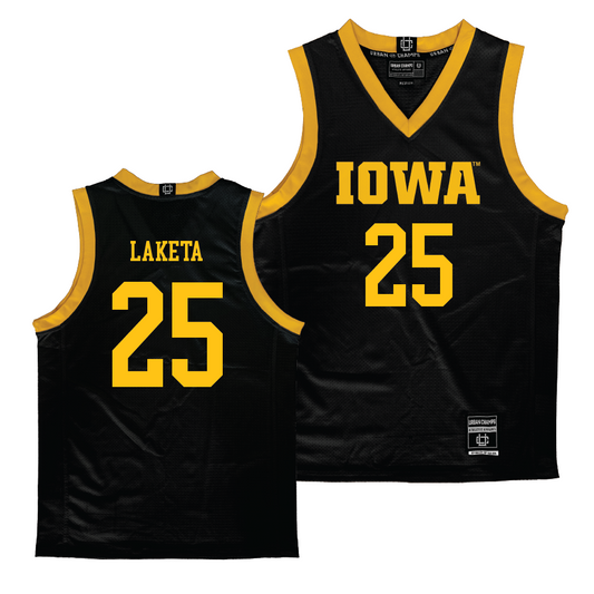 Iowa Men's Black Basketball Jersey - Luc Laketa