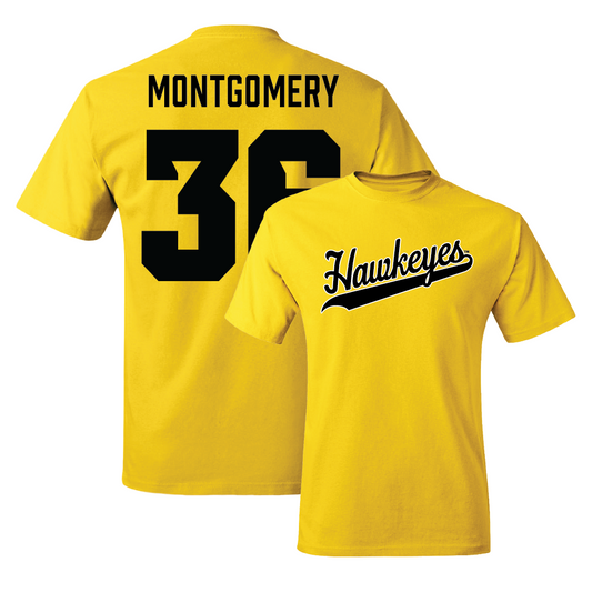 Gold Football Script Tee   - Jayden Montgomery