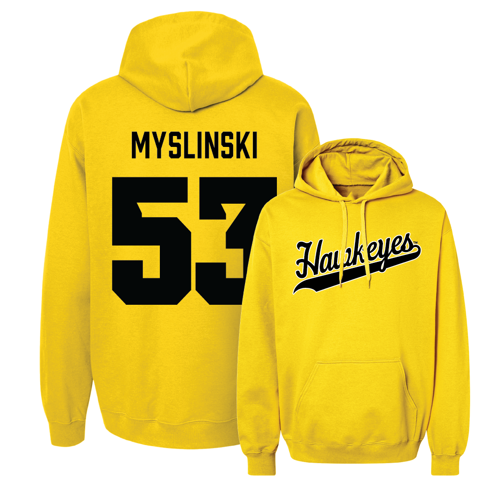 Gold Football Script Hoodie   - Michael Myslinski