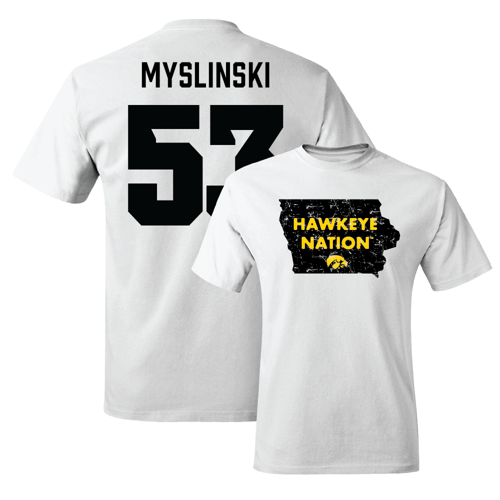 White Football State Comfort Colors Tee   - Michael Myslinski