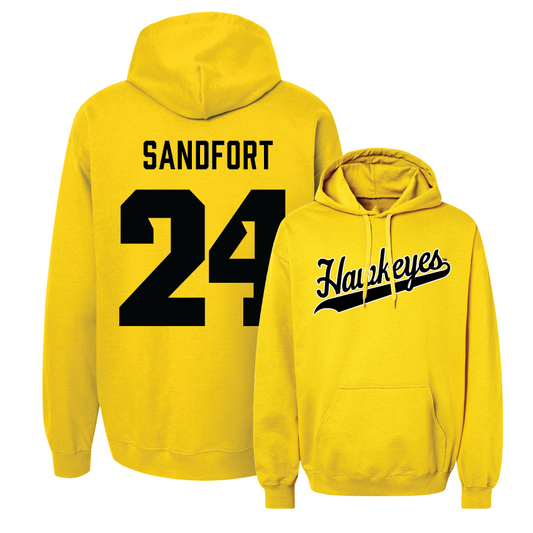 Gold Men's Basketball Script Hoodie - Pryce Sandfort