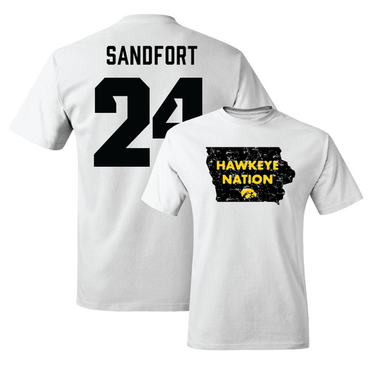 Men's Basketball White State Comfort Colors Tee - Pryce Sandfort