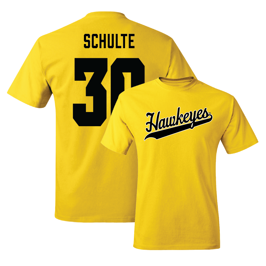 Gold Football Script Tee - Quinn Schulte