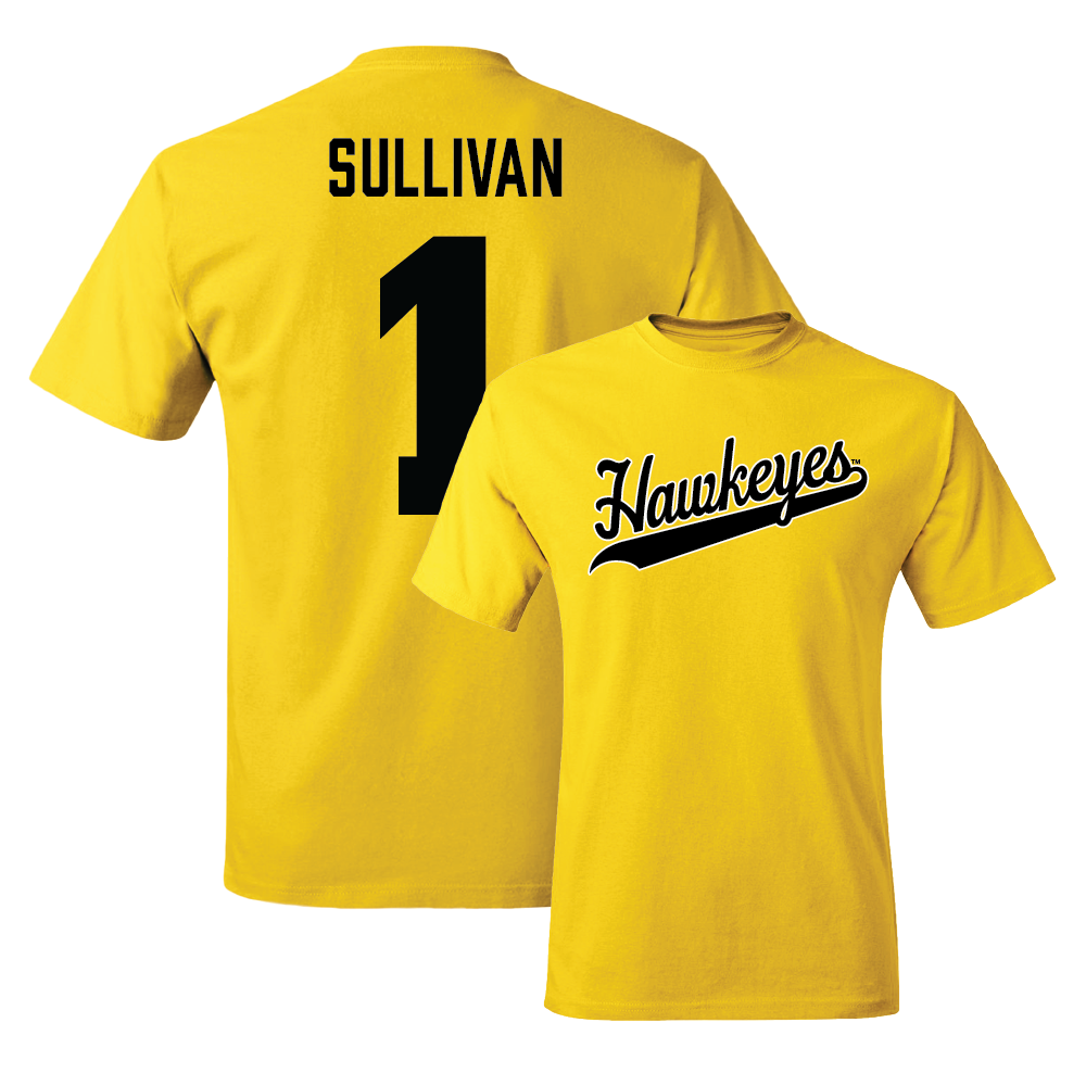 Gold Football Script Tee   - Brendan Sullivan