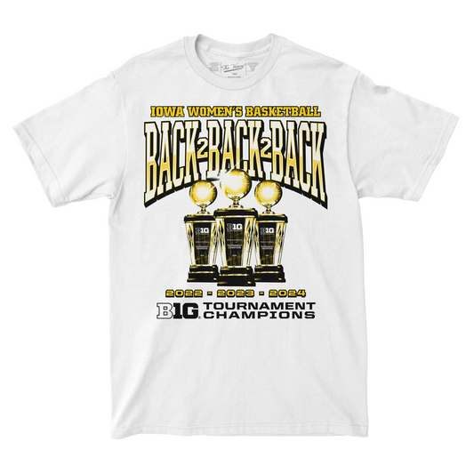 Iowa WBB 3-Peat B1G Tournament Champions T-shirt by Retro Brand