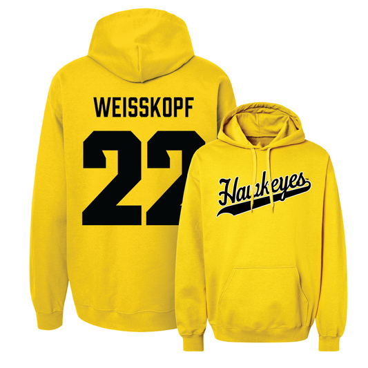 Gold Football Script Hoodie   - Derek Weisskopf