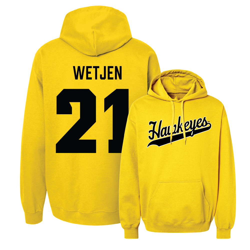 Gold Football Script Hoodie   - Kaden Wetjen