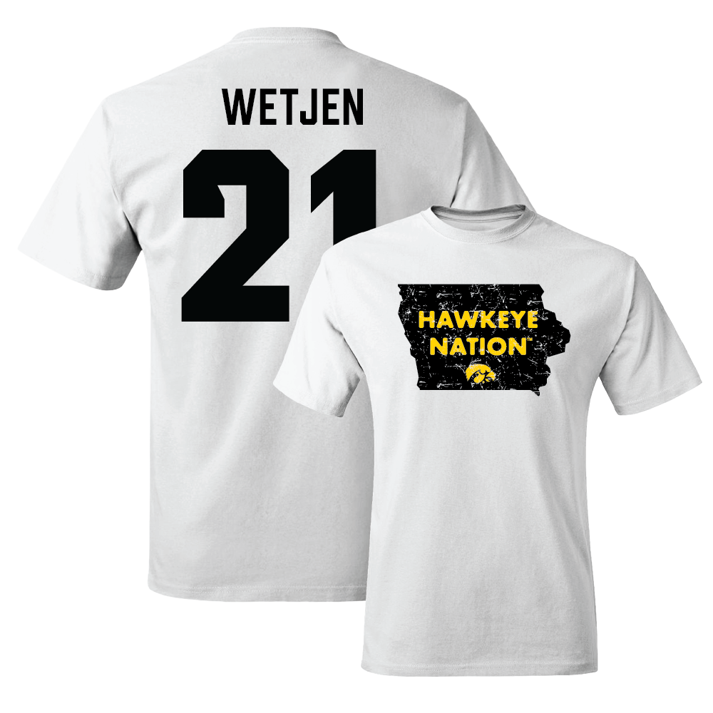 White Football State Comfort Colors Tee   - Kaden Wetjen